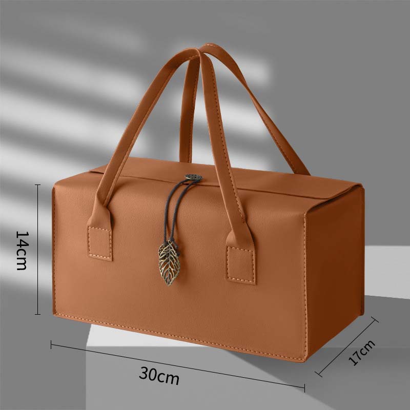 Picture of in stock High-grade Leather Red Wine Gift Box Double Pack Accompanying Gift Big Fortune Bag Business Gift Wine Packaging Box