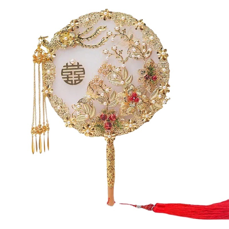 A generation of hair fan antique bride Xiuhe wedding ceremony Chinese Xiuhe fan Chinese DIY