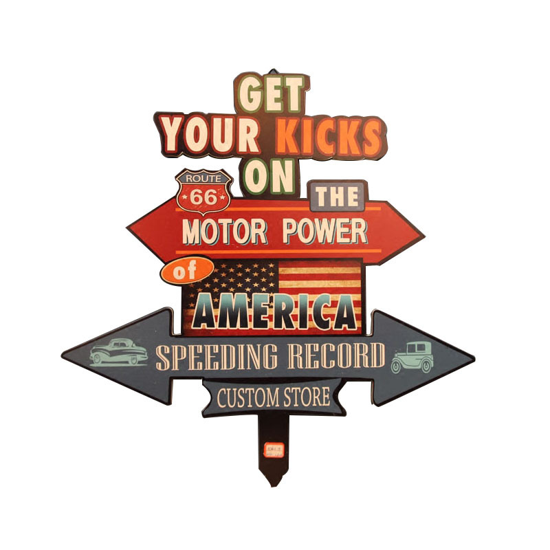 Picture of American Style Retro Old Signs Road Signs Wall Decorations Wall Hanging Bar Internet Cafe Decorations Pendant Wall Decorations Crafts