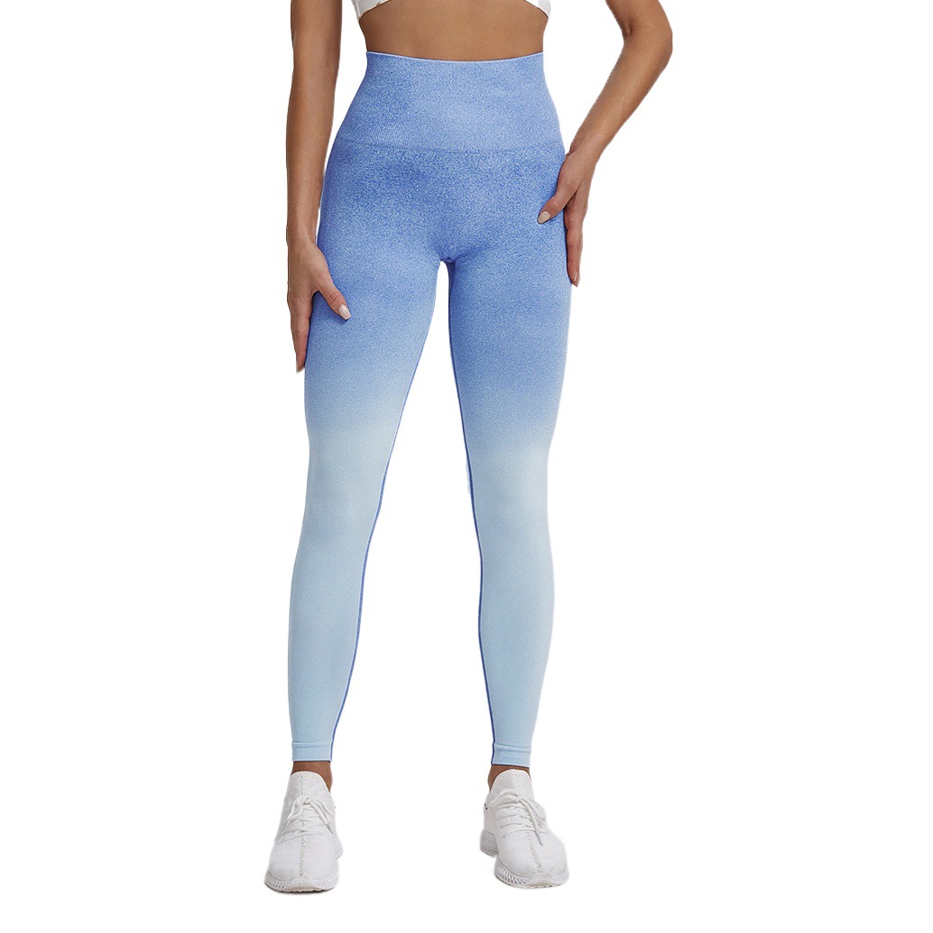 In stock! European and American cross-border seamless knitted high elastic yoga pants high waist hip lifting sports tights women's one-piece delivery