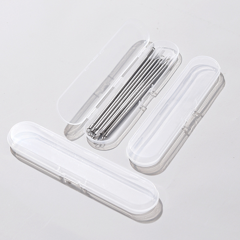 acne needle box acne needle 4-piece storage box ear spoon storage box dustproof flip mini transparent plastic box