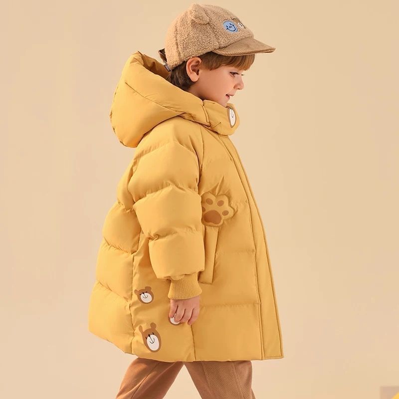 Picture of 2024 new children's cotton-padded jacket long girls bear paw print baby winter cotton-padded jacket coat padded winter clothing