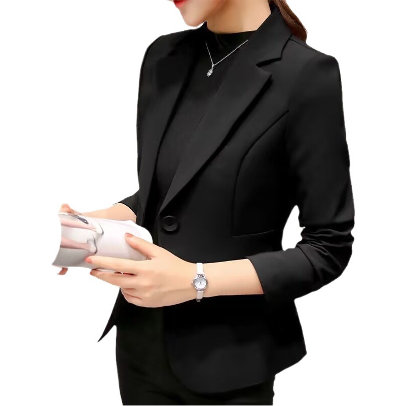 2024 Spring and Autumn New Professional Easiest for Match Suit Long Sleeve Korean Style Slim Fit Small Suit Jacket Women's Short Style