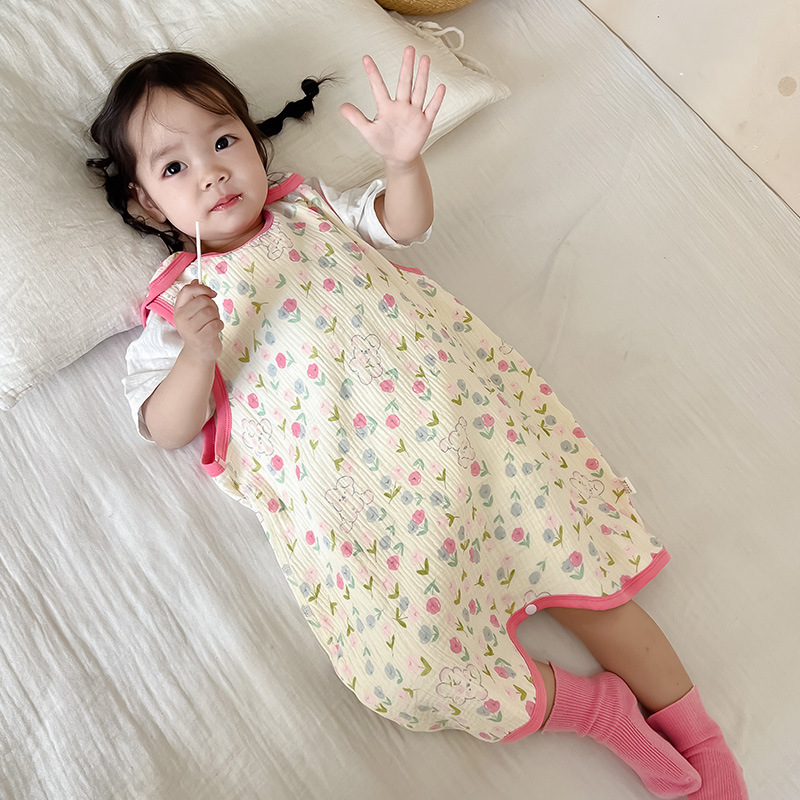 Picture of Baby Vest Sleeping Bag Summer Thin Gauze Pure Cotton Baby Kick-proof Sleeveless Children's Pajamas Air-conditioned Room Anti-cold