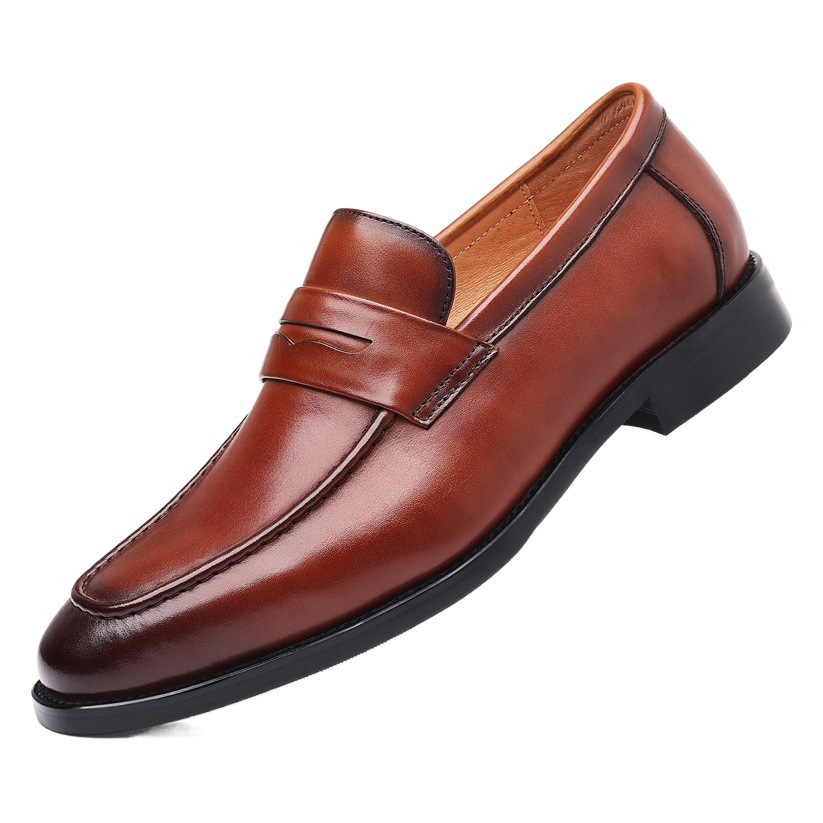 Genuine Leather Love Men's Shoes Spring Doug Shoes Slip-on Breathable Casual Shoes Business Dress British Leather Shoes Men's