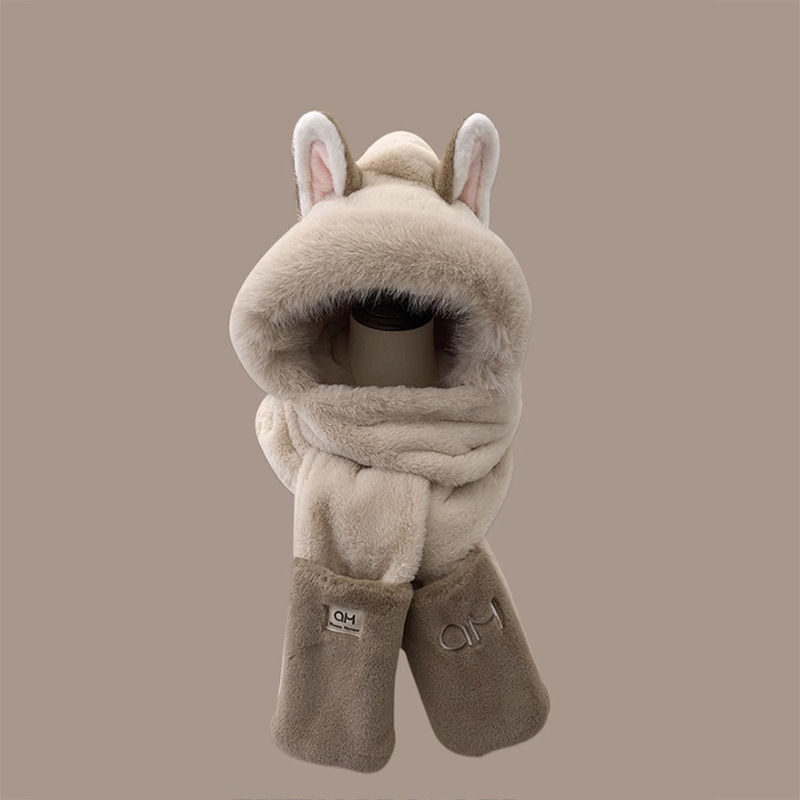Picture of Winter New Fire Fox Plush Hat Scarf Women's Gloves One Three-piece Set Student Cold-proof Warm Thickened