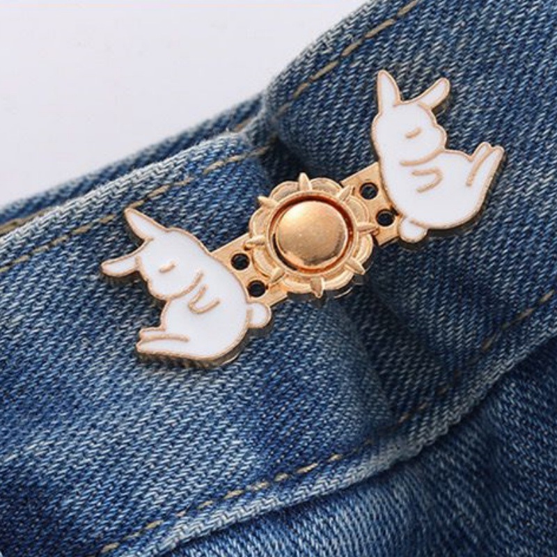 Picture of Chinese Knot Waist Buckle Pair Buckle Flat Bottom Removable Nail-free Seam-free Button Girl's Trouser Skirt Waist Size Change Artifact
