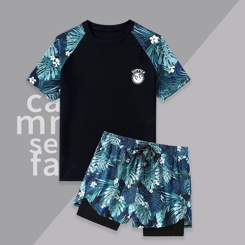 Picture of Swimsuit Men's Suit Men's Large Size Swimming Trunks Hot Spring Top Men's Swimming Trunks Anti-Embarrassment Swimming Equipment Complete Set