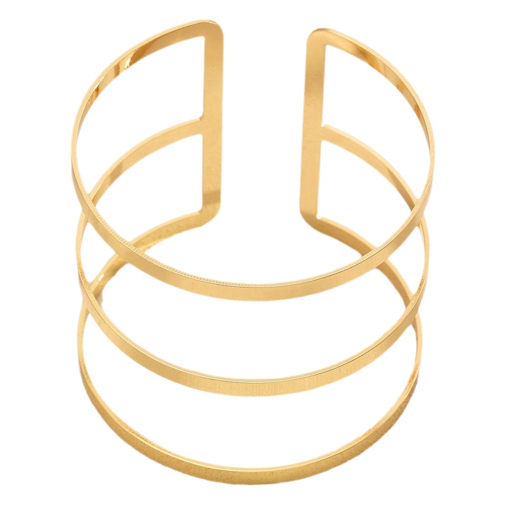 Simple geometric punk three-layer metal arm ring street shot body chain opening adjustable hollow European and American exaggerated arm bracelet
