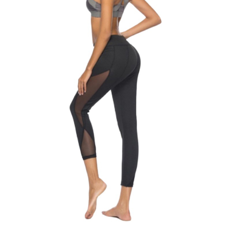 Yiwu Women's New Mesh Lace Yoga Training Eight-Point Long Bottoming Xy606 Slim Legs