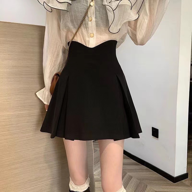 plus size chubby girl Fishbone Skirt Women's Summer New Slim A- Line Skirt Pear Shape Belly Covering Hip Skirt