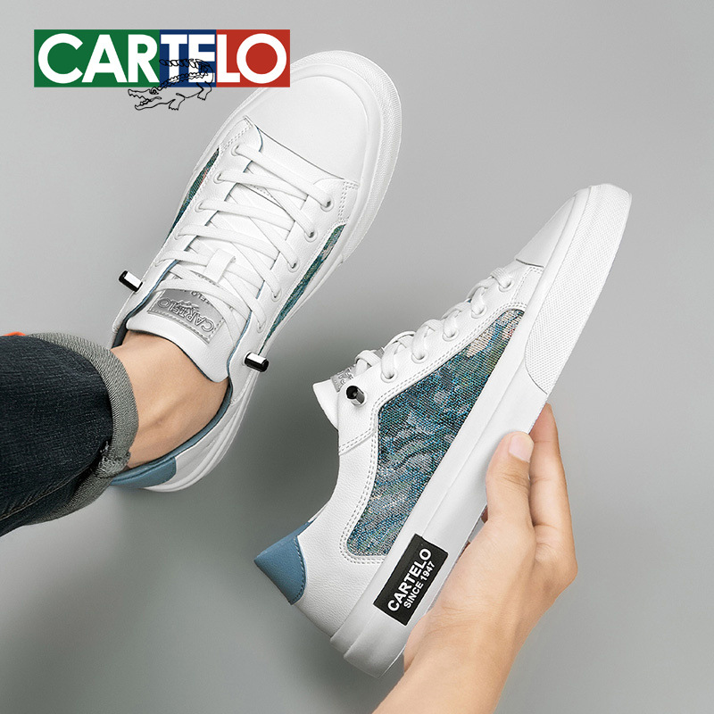 Cardile Crocodile Men's Shoes 2025 New Contrast Color Stitching Embroidered White Shoes Slip-on Shoes Men's Casual Sneakers