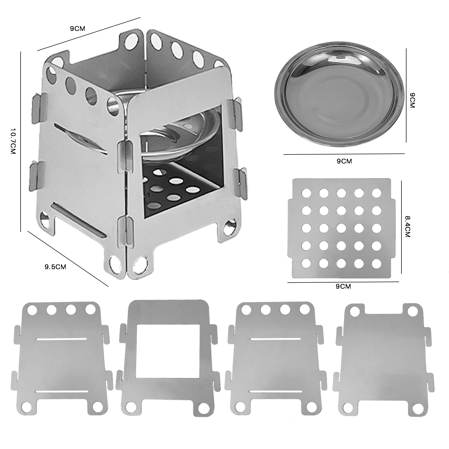 Picture of in stock stainless steel card alcohol wood stove outdoor picnic removable barbecue stove portable heating stove wholesale