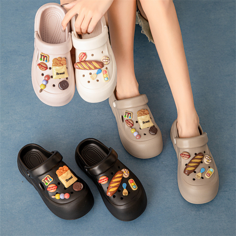Summer Toe Sense EVA Hole Shoes Women's Slippers Baotou Shoelaces with Outer Wear Girls Beach Shoes Sandals