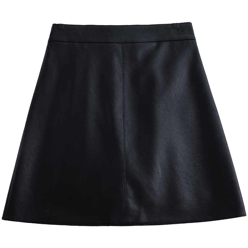 Black Leather Skirt Skirt Women's A- word High Waist Pu2024 New Spring Autumn and Winter Royal Sister Little Hip Short Skirt