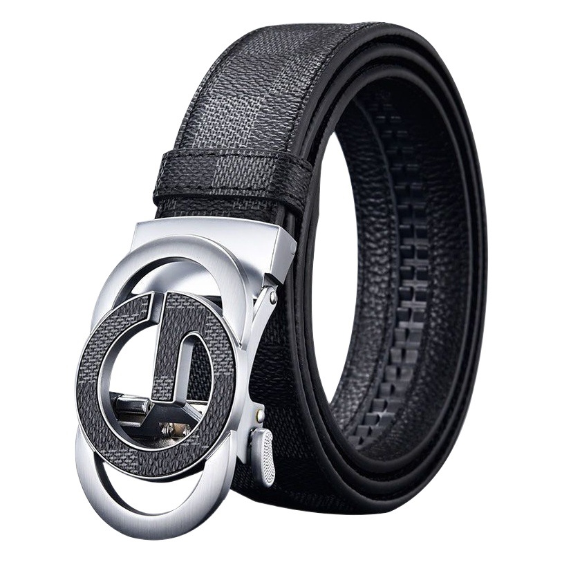 Plaid Belt Men's Alphabet Buckle Automatic Buckle New Entry Luxury Fashion All-match Youth Middle-aged Trousers Belt