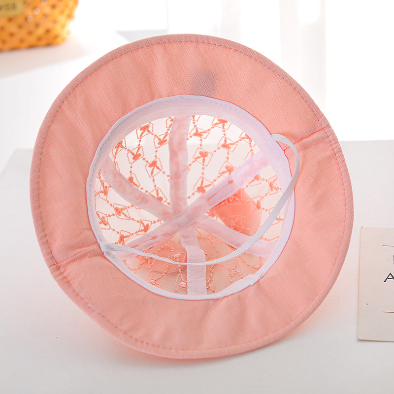 Picture of Embroidered Bunny Summer thin fisherman hat big brim baby sun protection breathable super cute baby girl basin hat