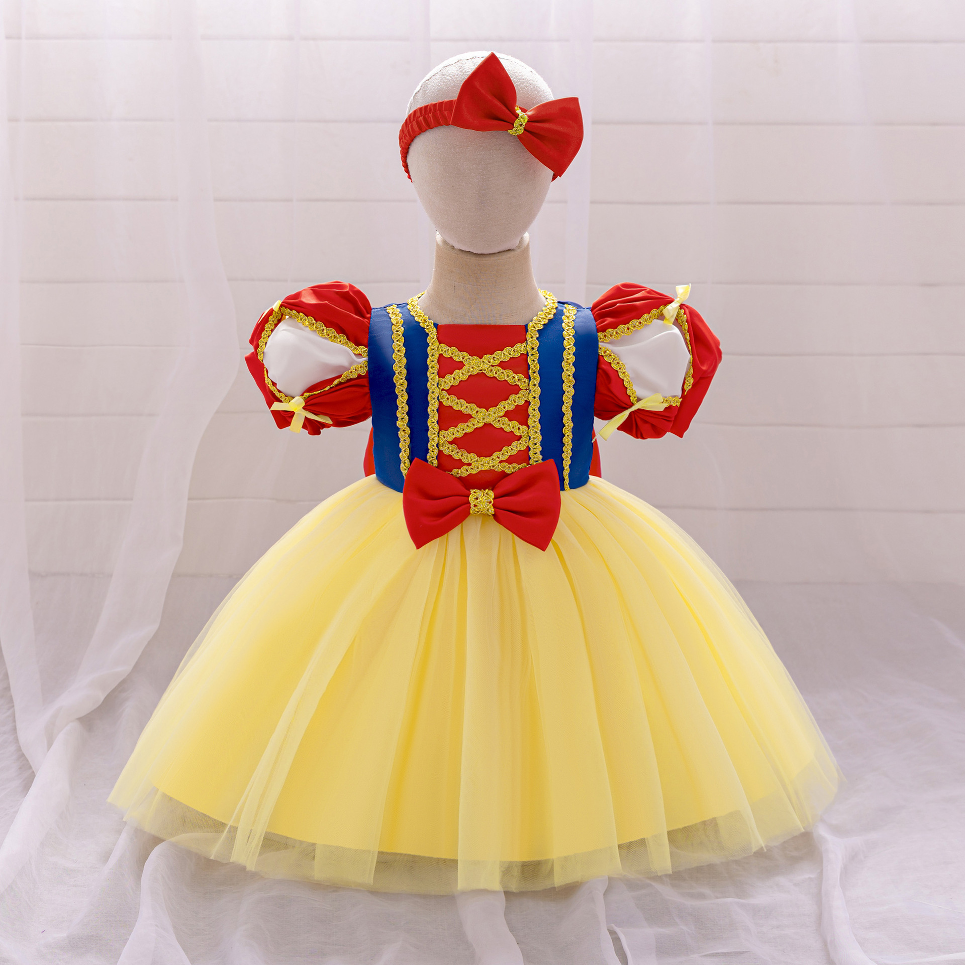 European and American New Cospaly Party Dress Snow White Mesh Fluffy Dress Kidsren's Cosplay Costume
