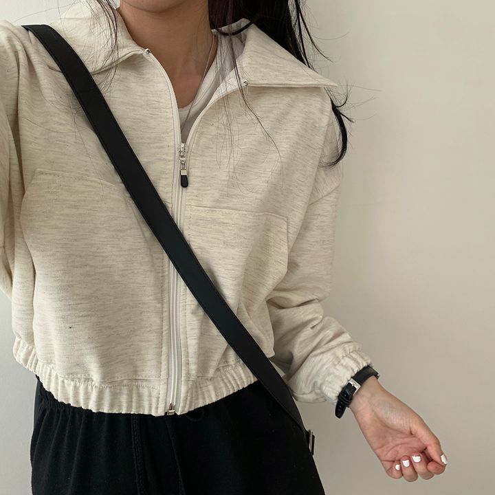 Picture of ins Super Hot Zipper Cardigan Sweatshirt Women's Spring Autumn and Winter Thin Coat Korean Fashionable Student Loose Fleece-lined Top