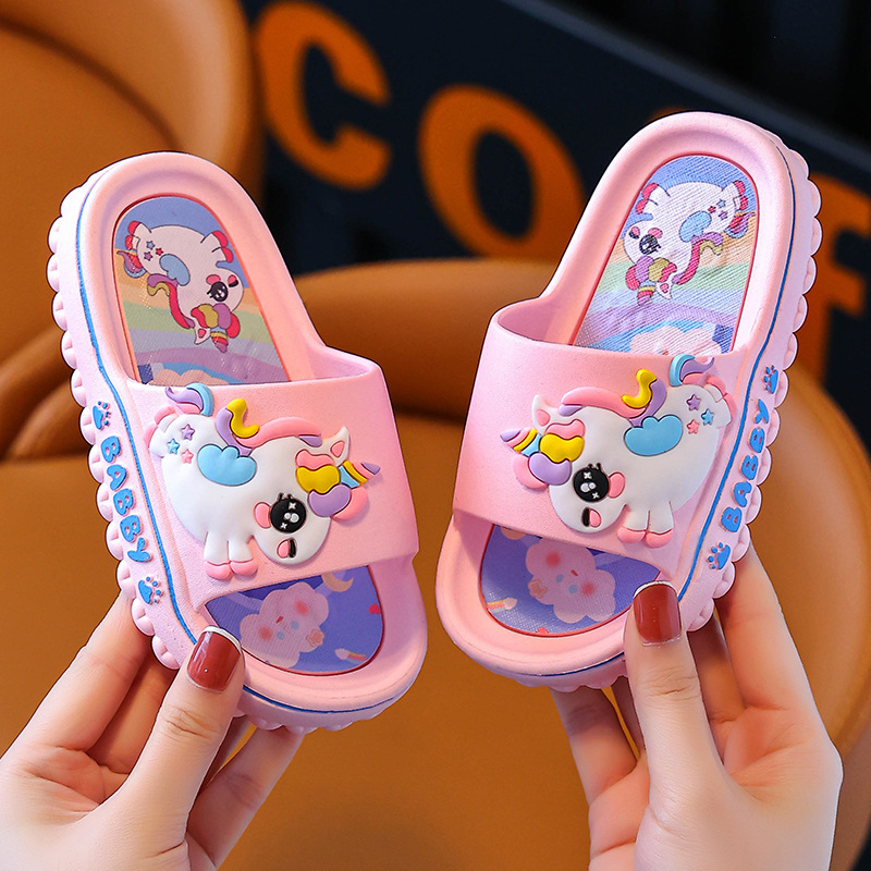 Children's Slippers Summer Girl's Slip-on Feeling Children's Baby's Soft Bottom Non-slip Cartoon Bathroom Princess Sandals