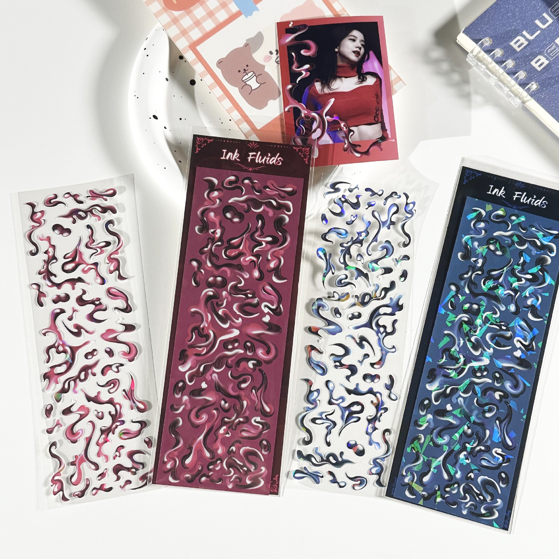 Coisini Original Guofeng Ink Sticker ins Korean Retro Laser Goo Card Hand Account diy Decorative Material
