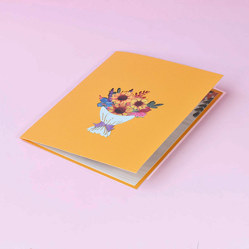 Picture of New Mother's Day Universal Greeting Card 3D Creative Flowers Handmade Card Paper Carving Color Printing Sun Flower