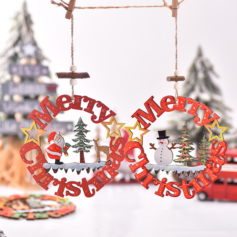 Christmas Pendant Christmas Decoration Wooden Pendant Christmas Cut Out Letter Hanging Decoration Christmas Decorations