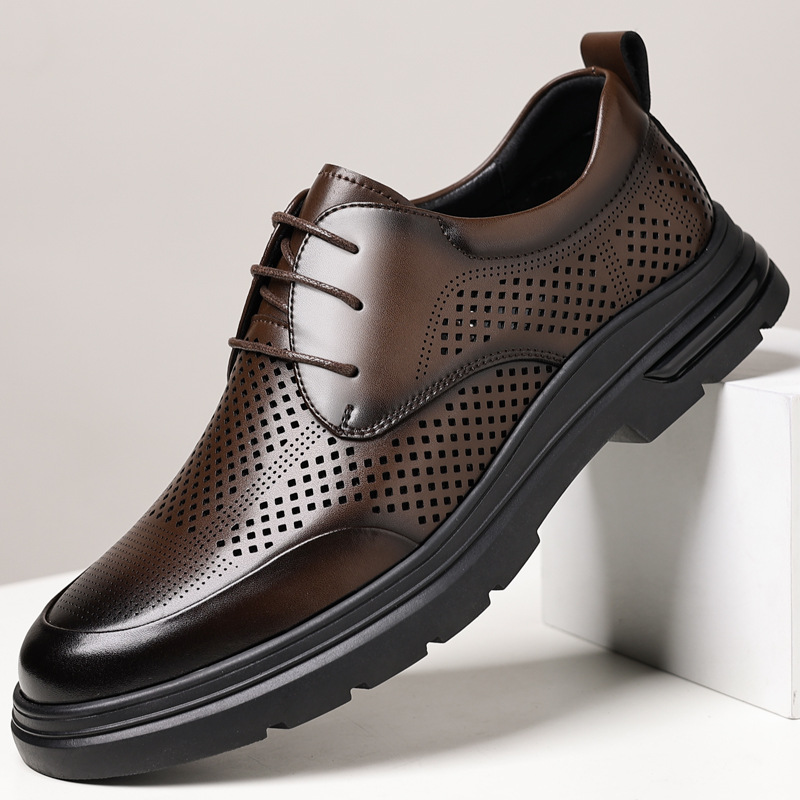 Men's shoes summer men's leather shoes business formal casual shoes soft bottom hollow breathable sandals fashion a generation of hair