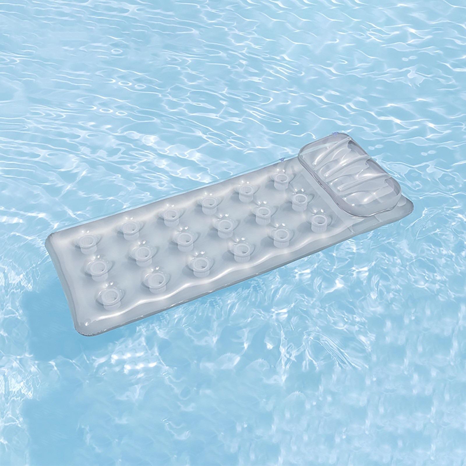 Picture of Water Inflatable Floating Row Floating Bed Queen Adult Pool Leisure Chair Floating Cushion with Backrest and Cup Holder