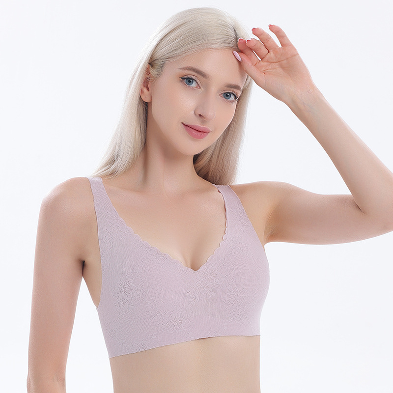 Picture of Wire-Free Silk Bra, New Spring/Summer Style for Women, Nude-Feel Back Buckle, Push-Up, Small Wave Design, Beautiful Back, Seamless, Side Breast Collection Bra