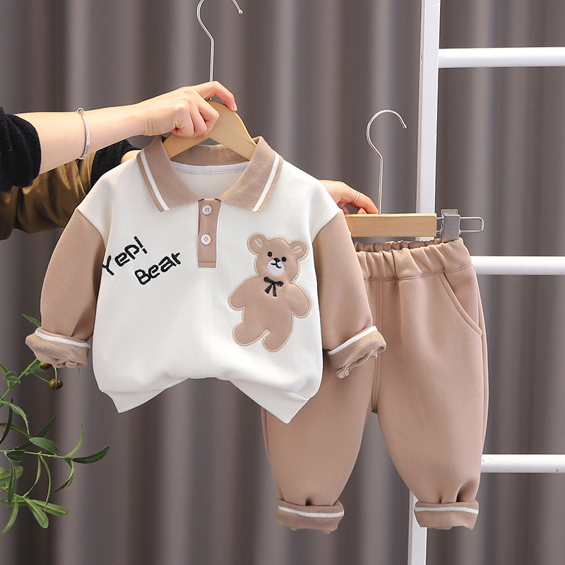 Picture of Children's suit 2024 spring new children's sweater two-piece cartoon lapel boys autumn suit girls suit