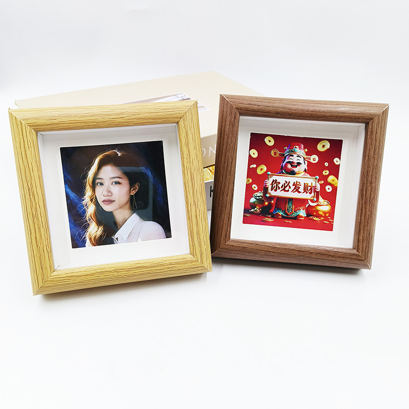 Picture of Simple Wooden Photo Frame Table Square 4-inch Desktop Text Decorative Painting Ornaments 10x 10 Small Frame Hollow Picture Frame