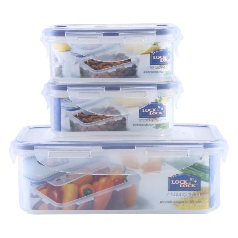 Picture of Lock Plastic Crisper Three-Piece Set Storage Sealed Lunch Box Student Children's Lunch Box Gift Box Gift