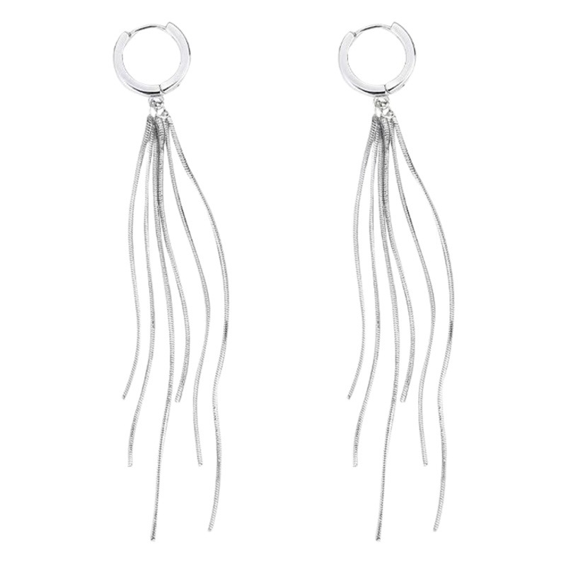 South Korea Elegant Light Luxury Internet Popular Long Chain Ear Buckle All-match Elegant Simple Tassel Earrings for Women's Face Skinny Ear Line