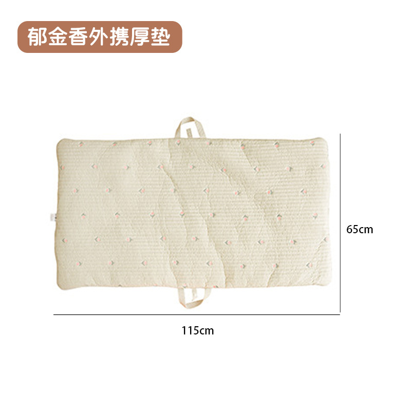 Picture of Ins Thick Newborn Baby Embroidered Pure Cotton Breathable Nap Foldable Portable Mattress Kindergarten Machine Washable Sleeping Mat