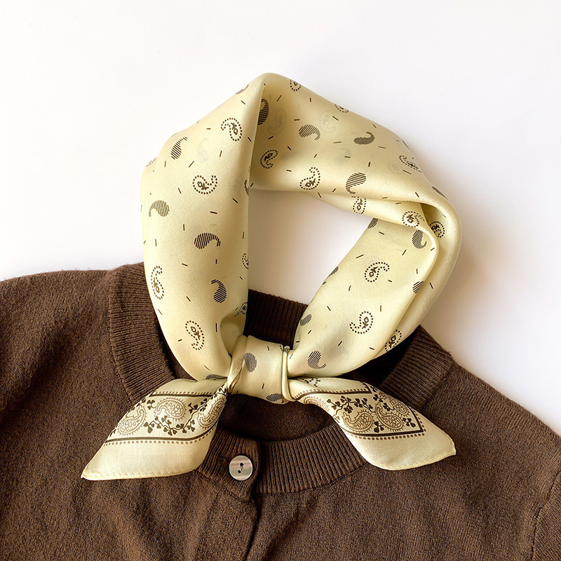 Picture of 2024 New Style Silk Scarves Women's Spring and Summer Fashion Printed 100 Mulberry Silk Small Square Scarf South Korea Ribbon Scarf
