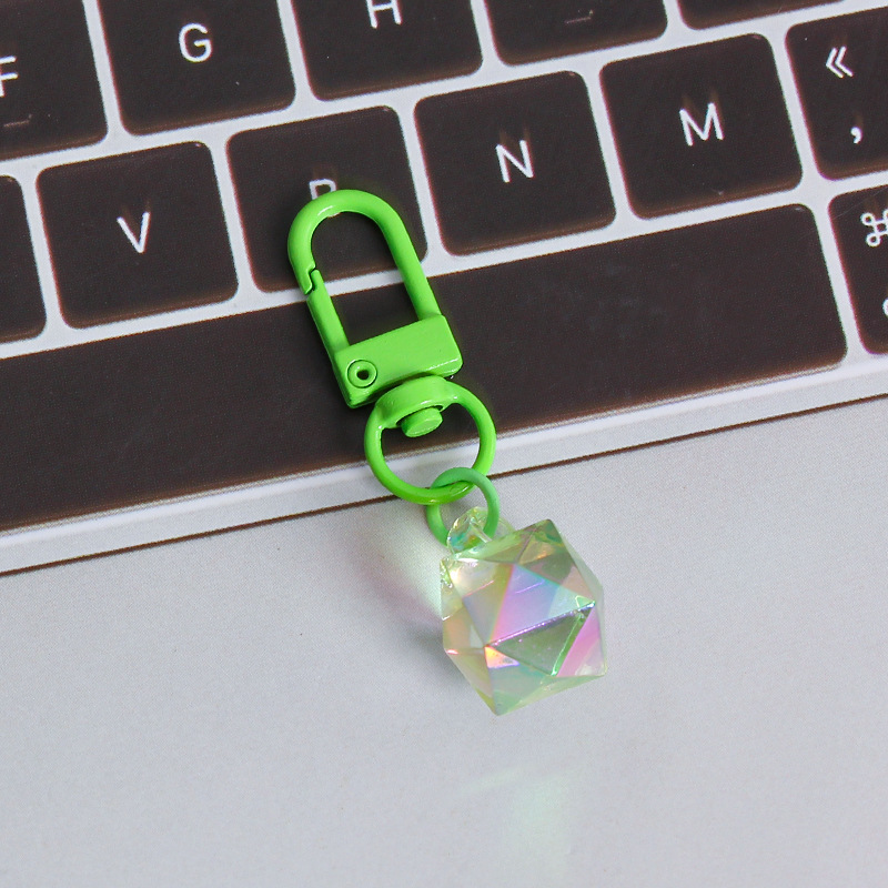 Picture of ins style AB color love beads keychain pendant diamond-shaped cut hanging hole door buckle girl's heart bag bag hanging jewelry