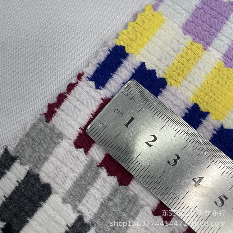 Picture of Spring and Summer new knitted TR yarn-dyed rib jacquard 220g size yarn-dyed horizontal fancy rib Jacquard