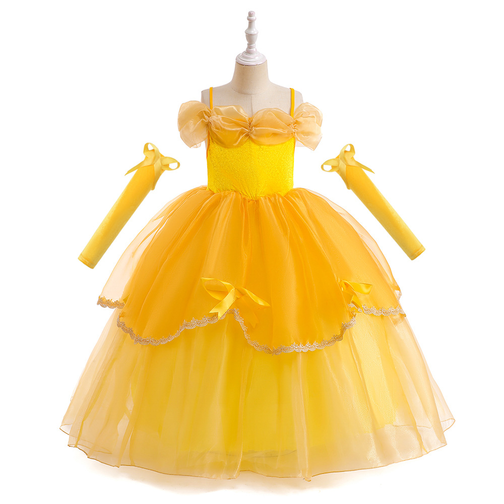 Picture of Belle Princess Beauty and the Beast Children's Dress Christmas Puff Dress Girls Bell Princess Costume dress