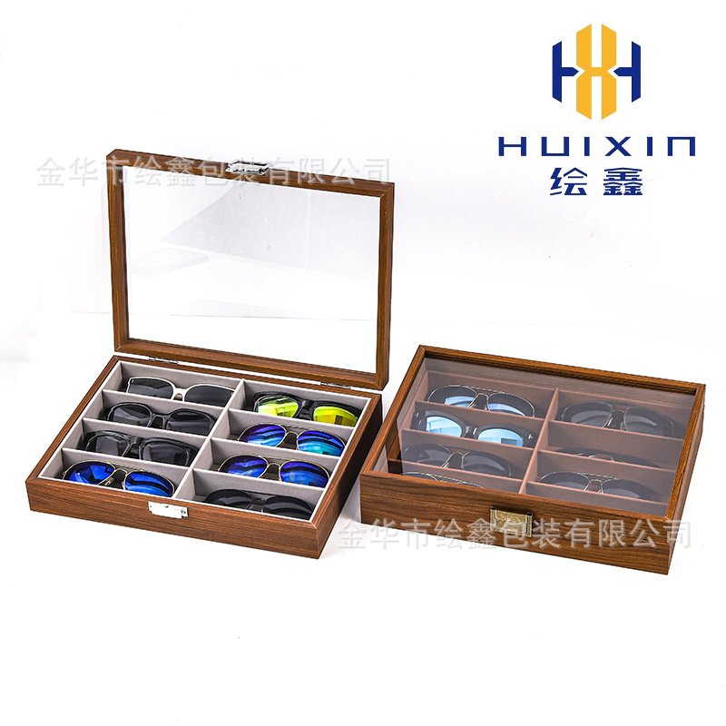 Wholesale Black Walnut Glasses Case Sunglasses Display Storage Box Gift Packaging Box Sunglasses Storage Display Box Box