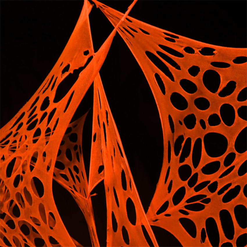 Halloween spider web spider web ghost festival hole fluorescent Spider Web cloth cylinder elastic spider web