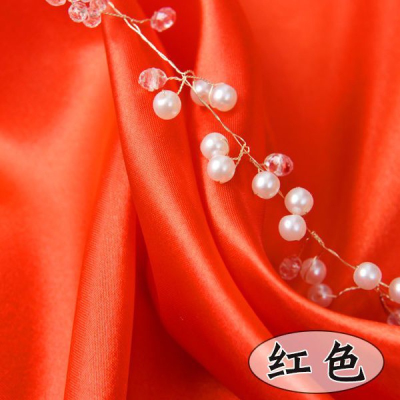 Picture of Satin Fabric Silk Lining Fabric Color Red Cloth Encryption Thickened Hanfu Dress Decorative Lining Silk Lining Summer