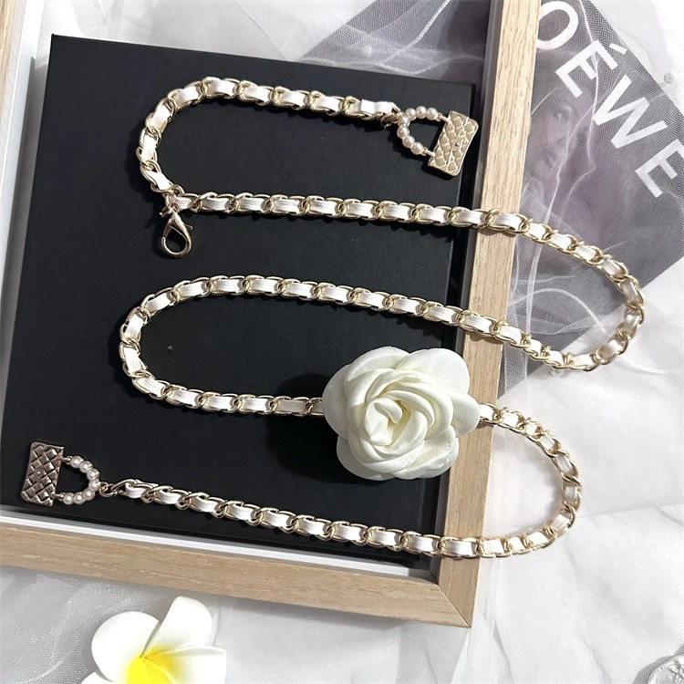 Camellia Waist Chain Metal Chain Flower Decoration Small Fragrance Accessories Waist Chain Dress Denim High-End Accessories