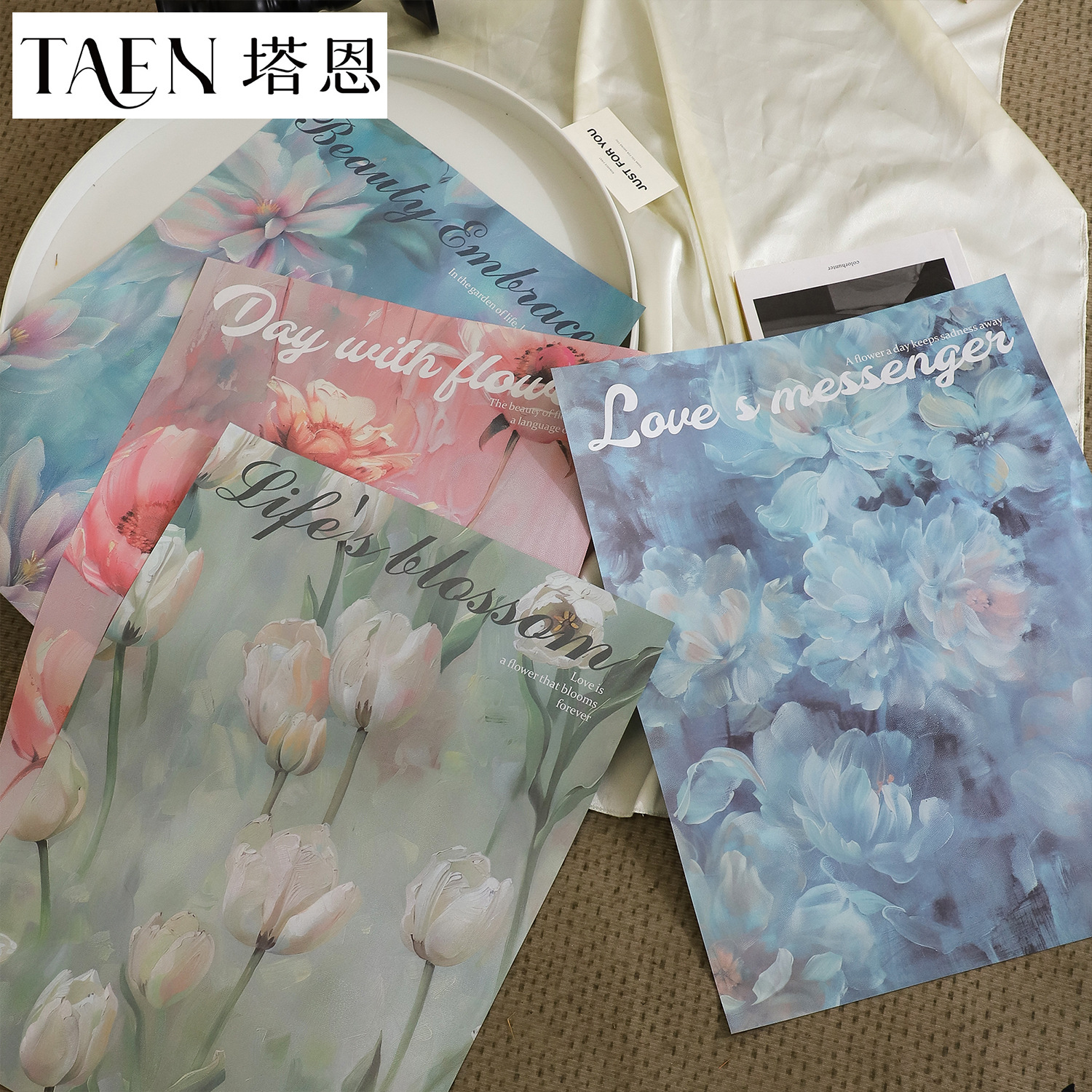 New Style Wei Light Oil Painting Style Series Wrapping Paper Flower Printing Kraft Paper Pictorial Art Paper Flower Art Bag Flower Materials
