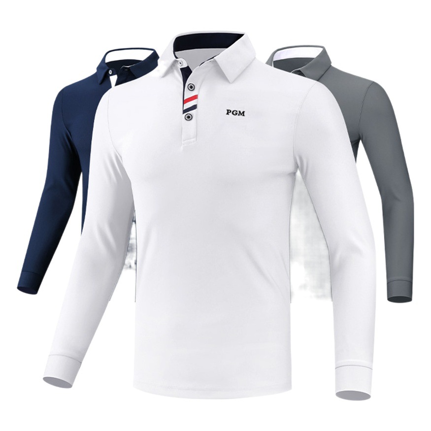 PGM golf Clothes Men's Long-sleeved T-shirt Autumn and Winter golf Warm Top Clothing Men's Lapel Polo Shirt