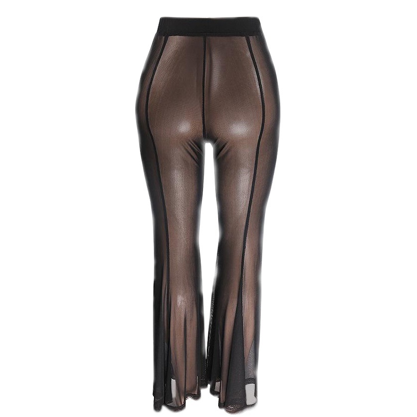 European and American Foreign trade Women's sexy mesh skin-friendly pants summer beach see-through sunscreen trousers wide-leg pants Amazon 9015