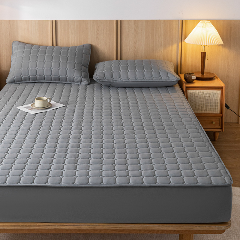 Cross-border Class A quilted bed hat cover single piece new all-inclusive bed cover solid color mattress protector dust-proof bed cover