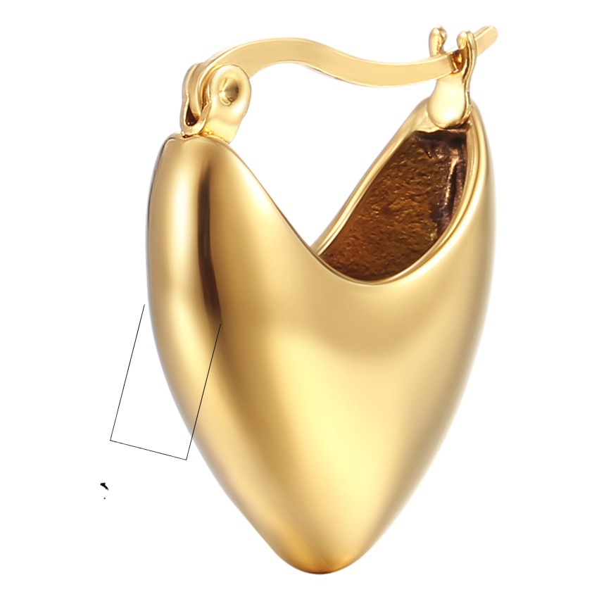 European and American style women's titanium steel irregular earrings 18K real gold trend stainless steel exquisite love ear buckle earrings