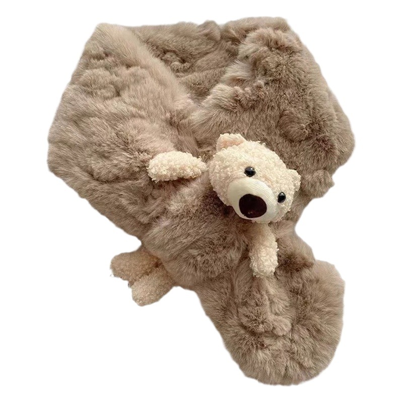 Fur Bear scarf handmade diy fur fluff thread woven gift material package for girlfriend cute winter warm