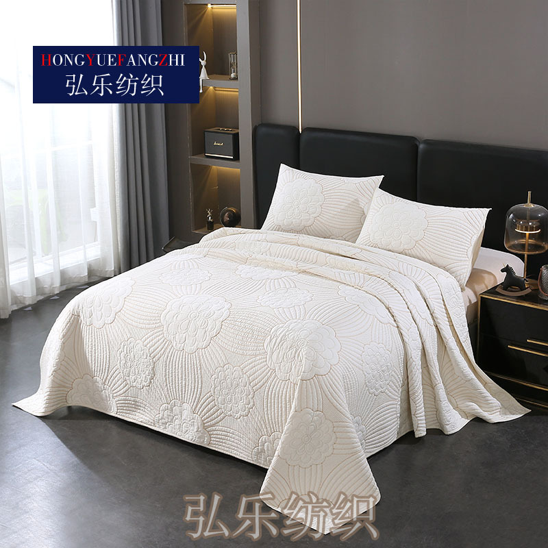 Light Luxury Style Bed Cover Three-piece Set Fresh Pure Cotton Quilting Quilt High Temperature Washable Air-conditioning Quilt Bedding